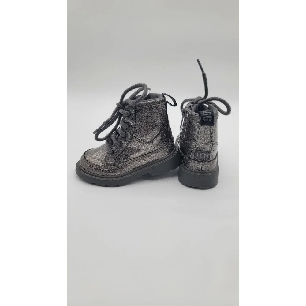 UGG Glitter Combat Boots Toddler Girls Size 7 Gray Side Zip